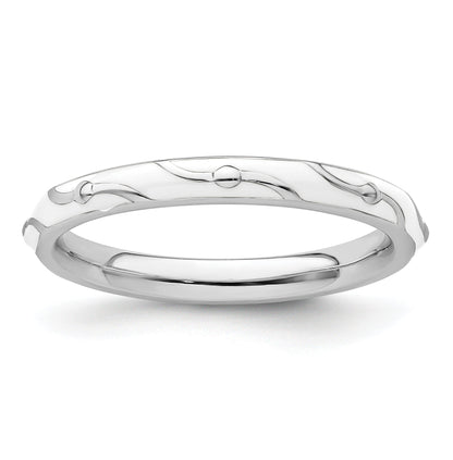 Sterlingsilber Stapelbar Expressions Weiß Emaille Ring