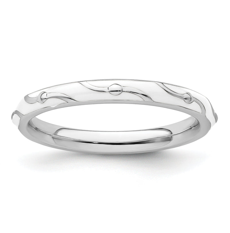 Sterlingsilber Stapelbar Expressions Weiß Emaille Ring