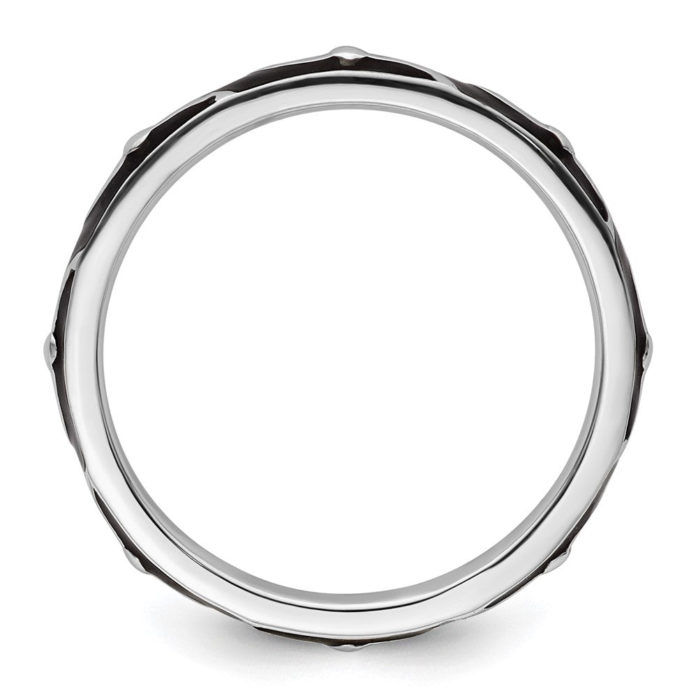 Sterlingsilber Stapelbar Expressions Schwarz Emaille Ring