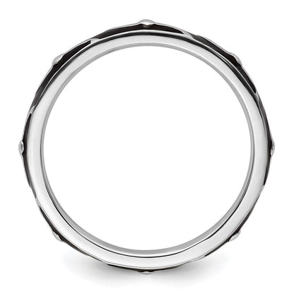 Sterlingsilber Stapelbar Expressions Schwarz Emaille Ring