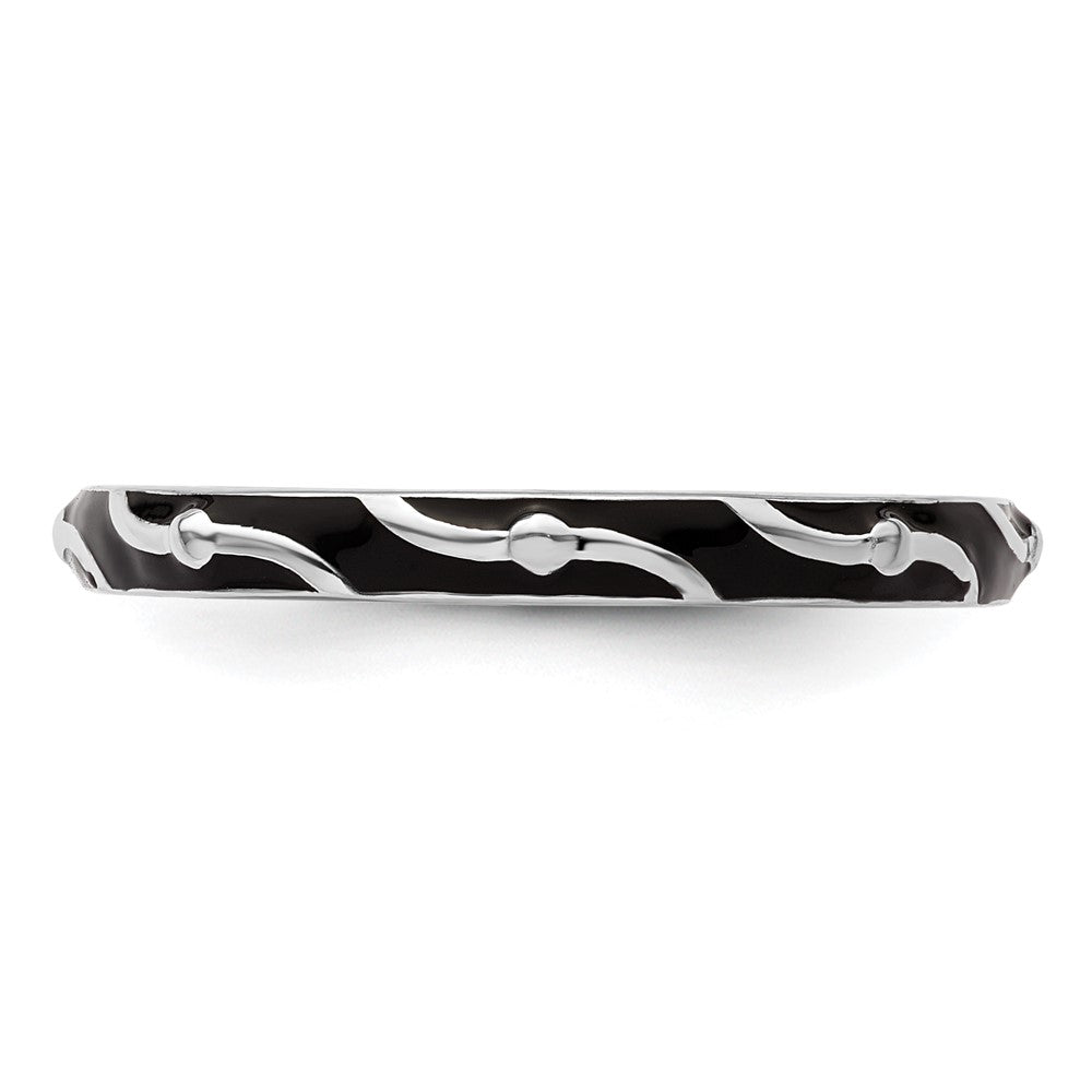 Sterlingsilber Stapelbar Expressions Schwarz Emaille Ring