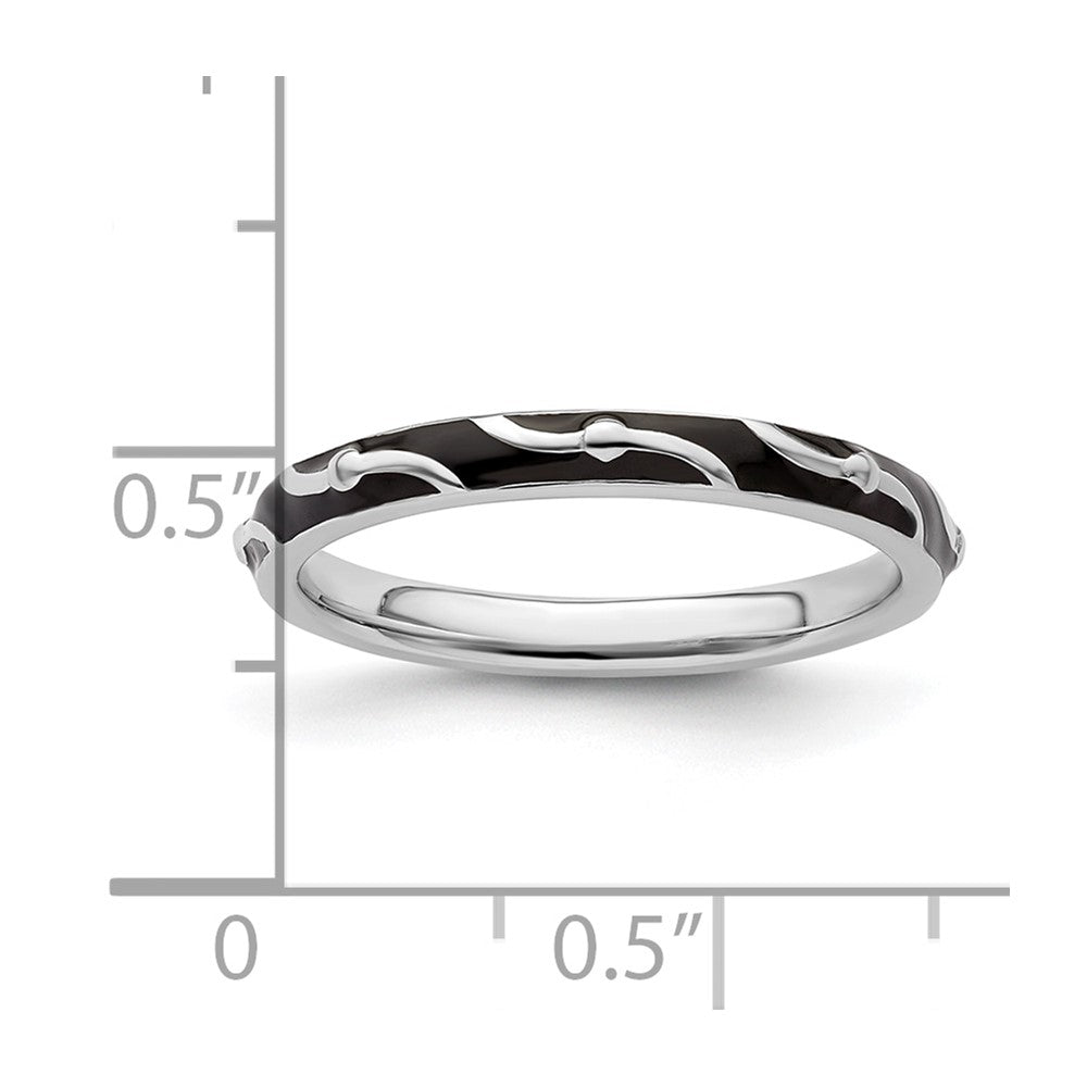 Sterlingsilber Stapelbar Expressions Schwarz Emaille Ring