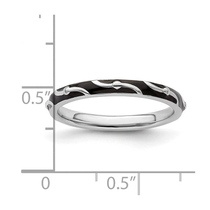 Sterlingsilber Stapelbar Expressions Schwarz Emaille Ring