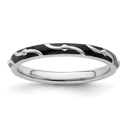 Sterlingsilber Stapelbar Expressions Schwarz Emaille Ring