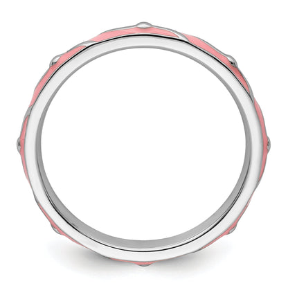 Sterlingsilber Stapelbar Expressions Rosa Emaille Ring
