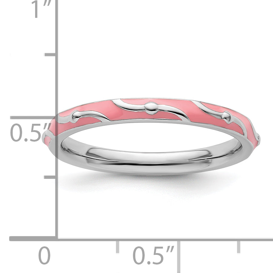 Sterlingsilber Stapelbar Expressions Rosa Emaille Ring