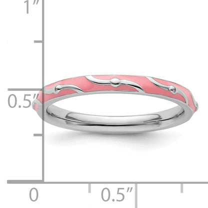 Sterlingsilber Stapelbar Expressions Rosa Emaille Ring