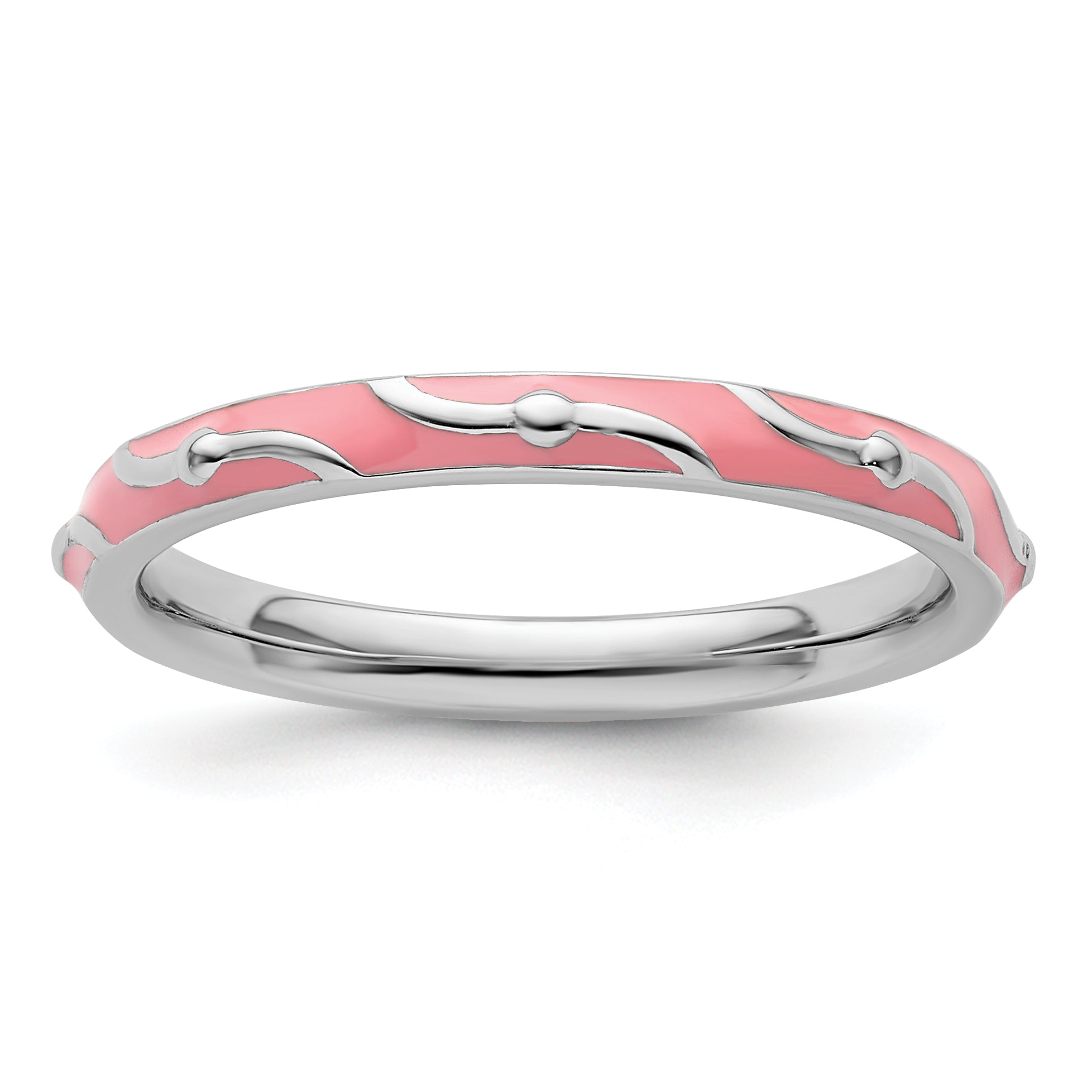 Sterlingsilber Stapelbar Expressions Rosa Emaille Ring