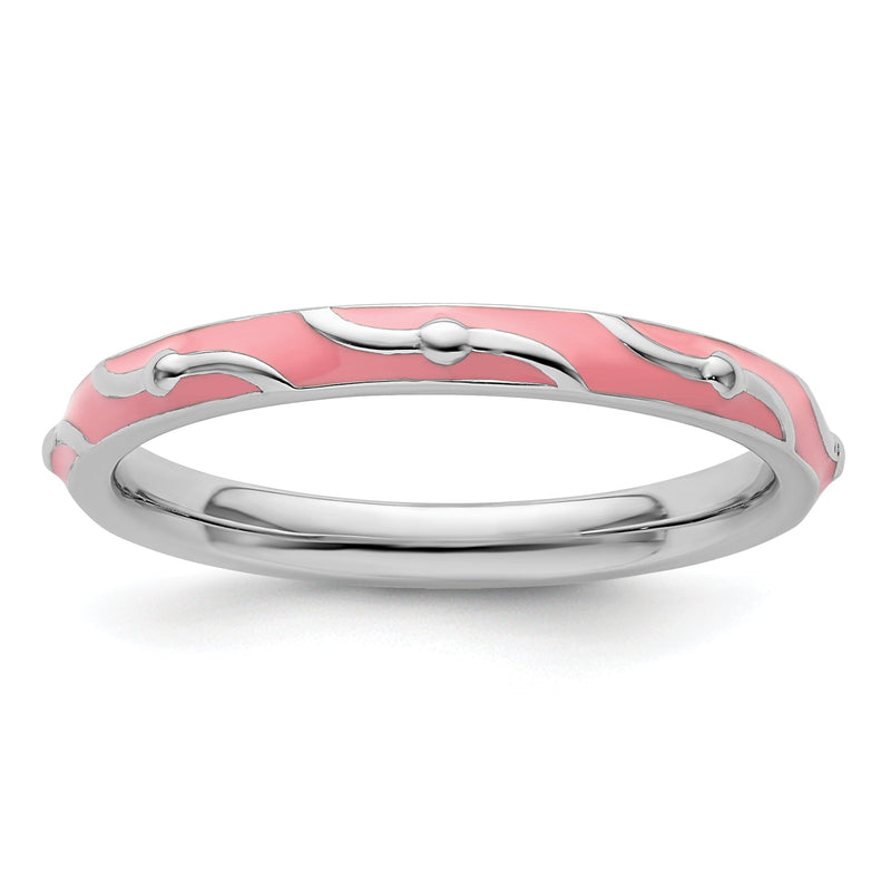 Sterlingsilber Stapelbar Expressions Rosa Emaille Ring