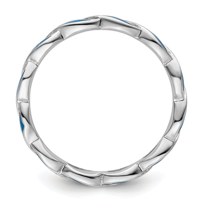 Sterlingsilber Stapelbar Expressions Blau Emaille Ring