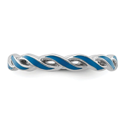 Sterlingsilber Stapelbar Expressions Blau Emaille Ring