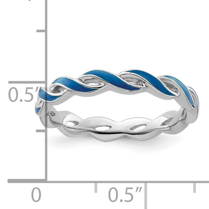Sterlingsilber Stapelbar Expressions Blau Emaille Ring