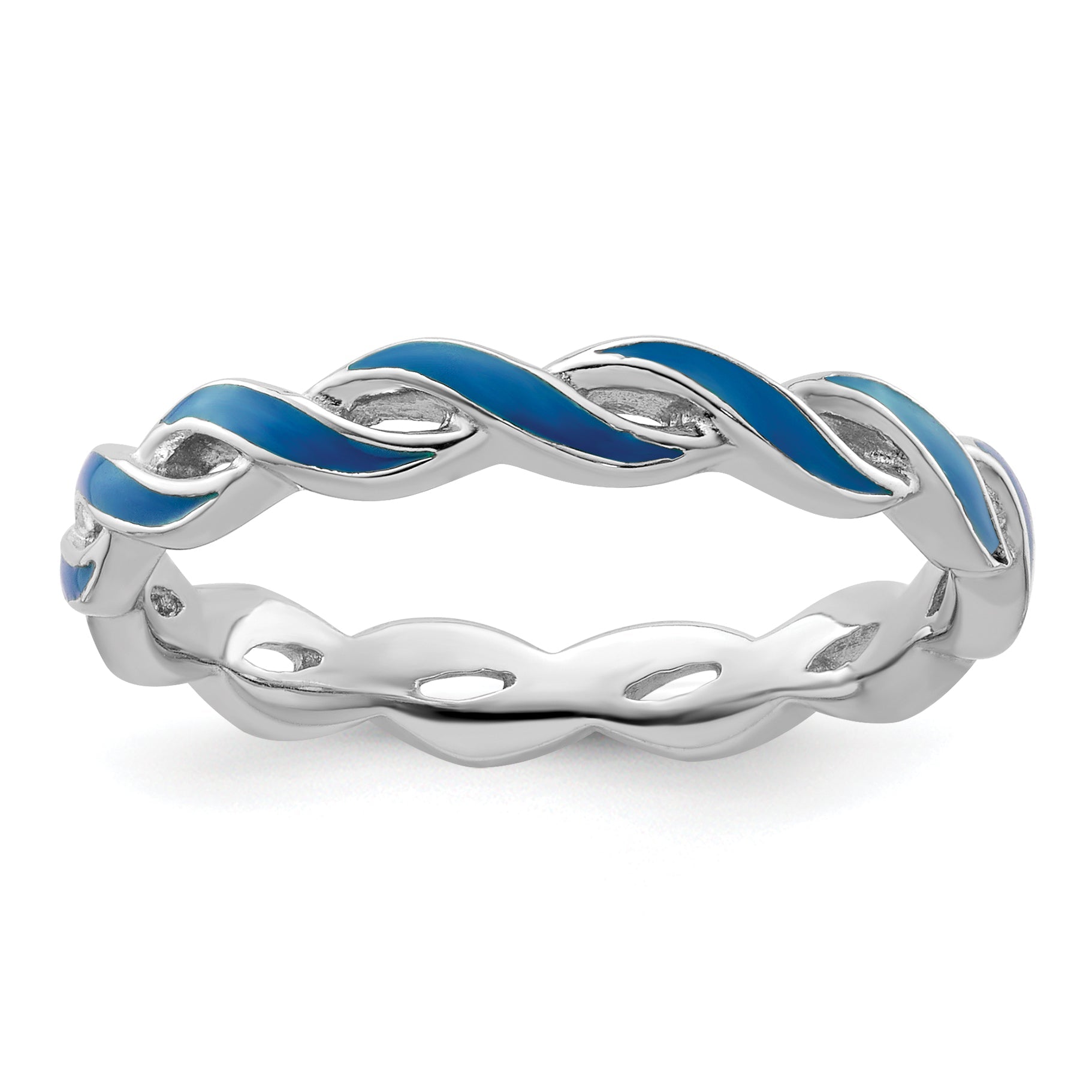 Sterlingsilber Stapelbar Expressions Blau Emaille Ring