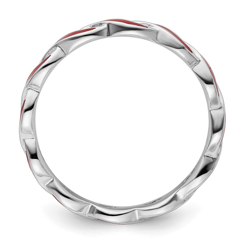 Sterlingsilber Stapelbar Expressions Rot Emaille Ring
