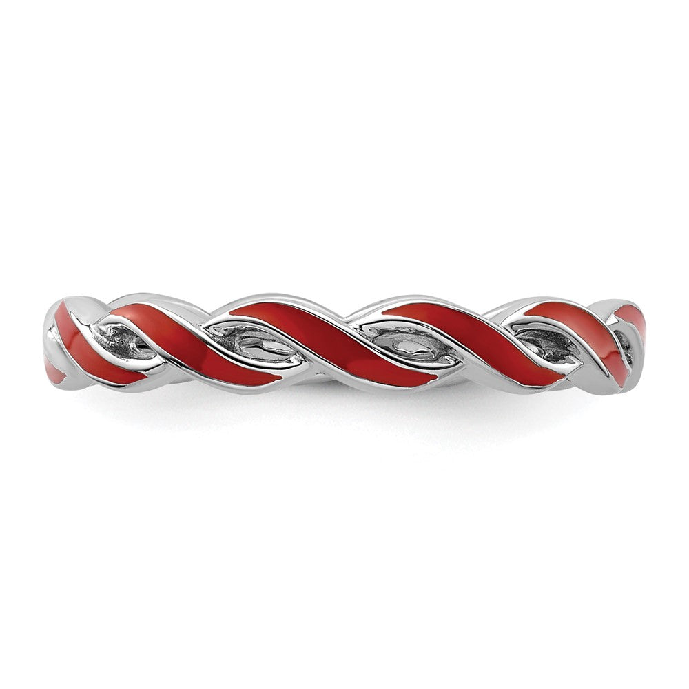 Sterlingsilber Stapelbar Expressions Rot Emaille Ring