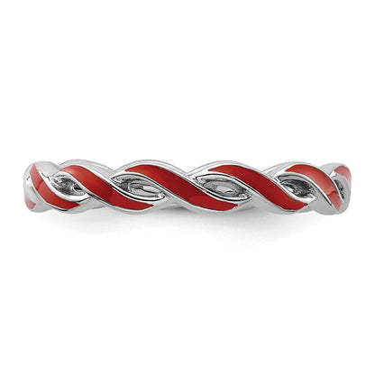 Sterlingsilber Stapelbar Expressions Rot Emaille Ring