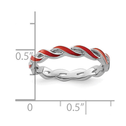 Sterlingsilber Stapelbar Expressions Rot Emaille Ring
