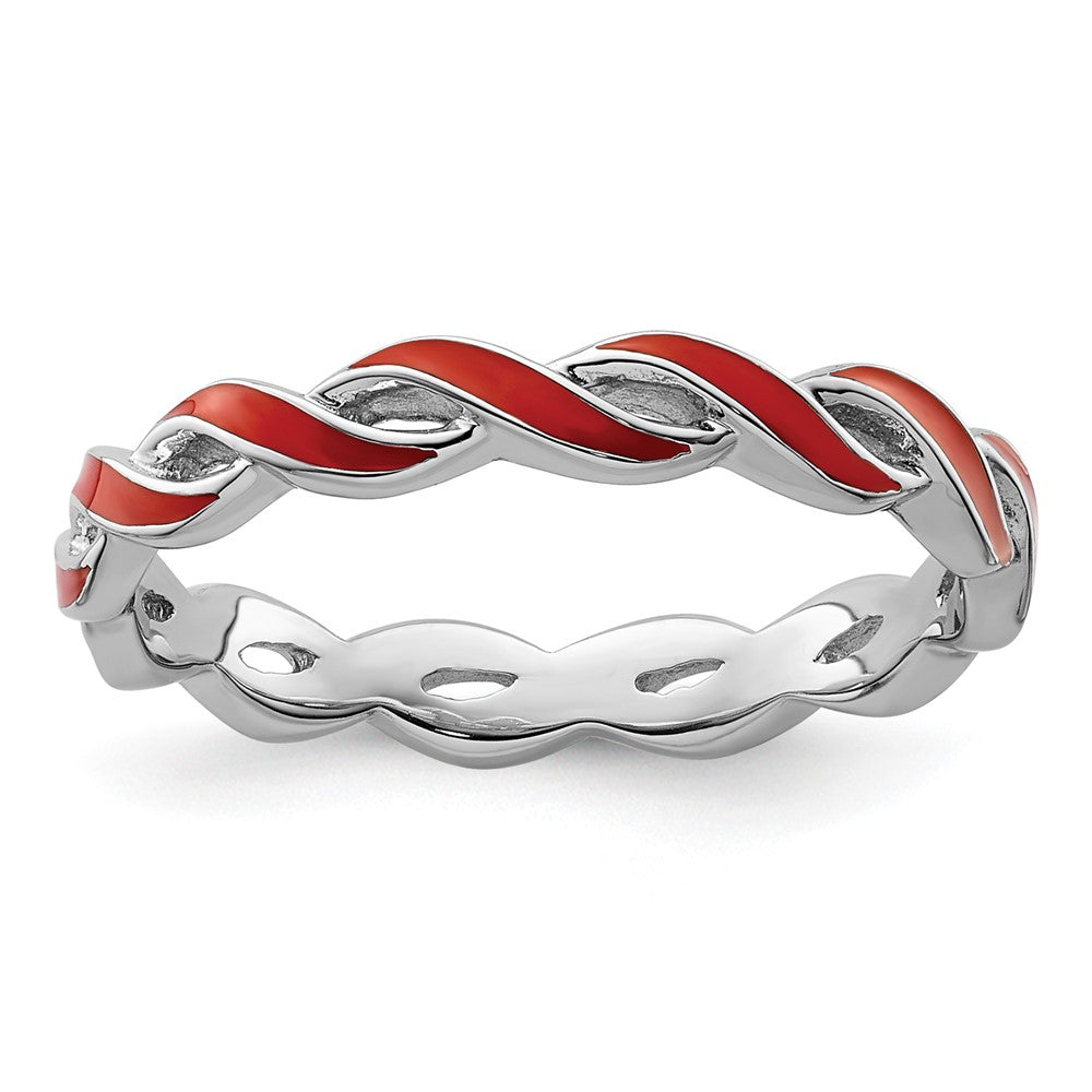 Sterlingsilber Stapelbar Expressions Rot Emaille Ring