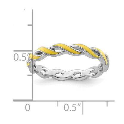 Sterlingsilber Stapelbar Expressions Gelb Emaille Ring