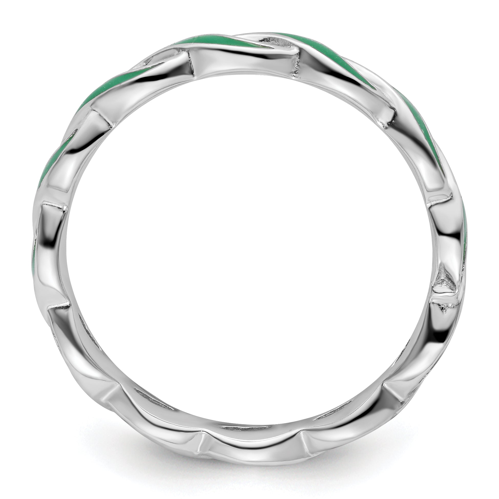 Sterlingsilber Stapelbar Expressions Grün Emaille Ring