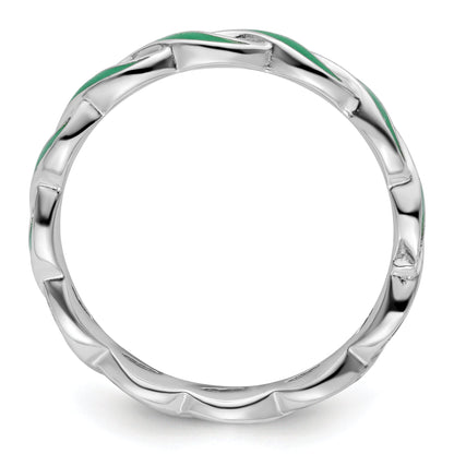 Sterlingsilber Stapelbar Expressions Grün Emaille Ring