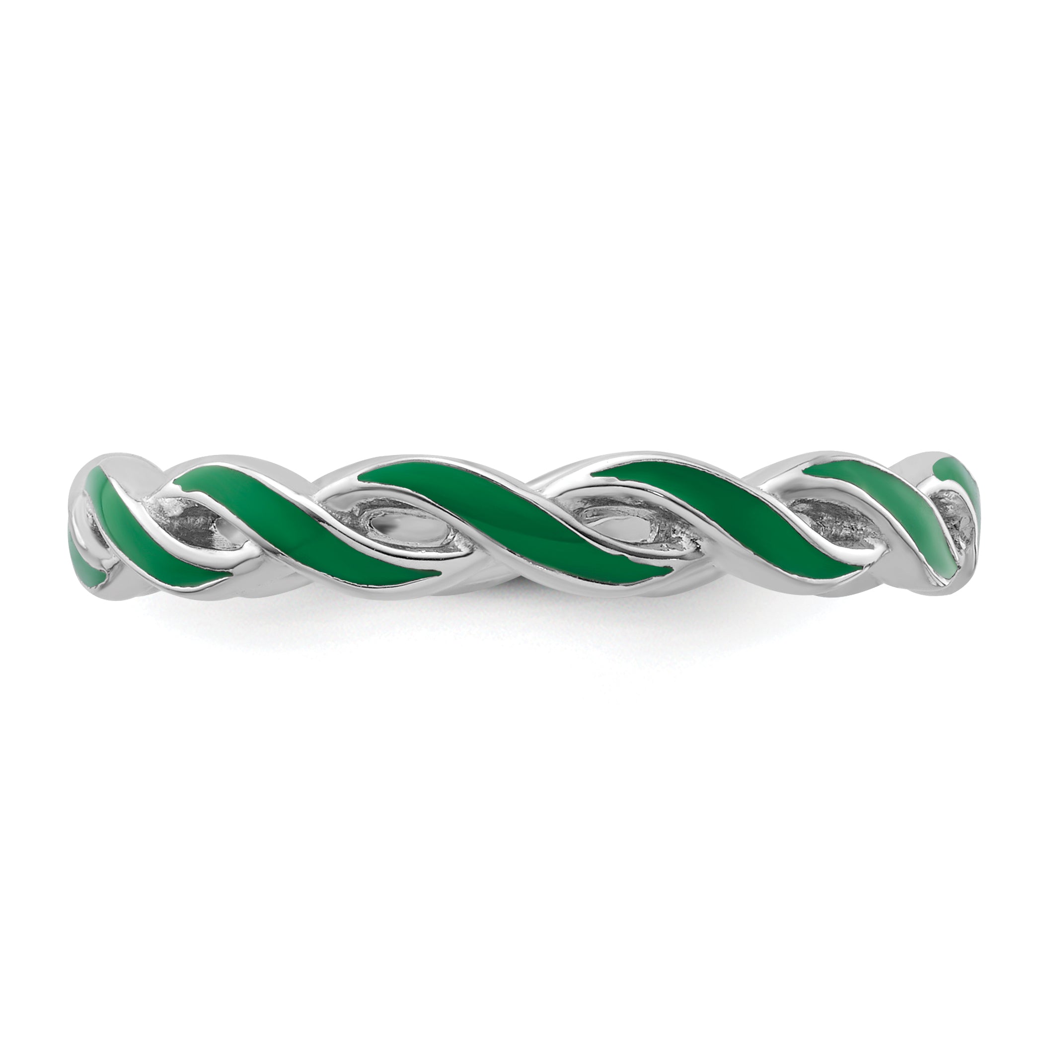 Sterlingsilber Stapelbar Expressions Grün Emaille Ring