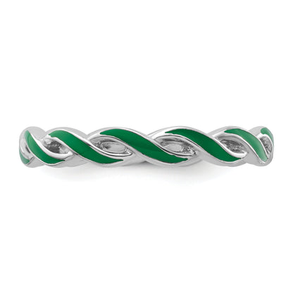 Sterlingsilber Stapelbar Expressions Grün Emaille Ring