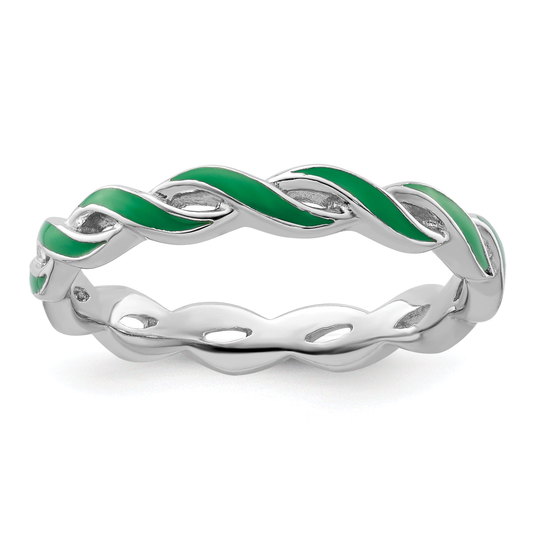 Sterlingsilber Stapelbar Expressions Grün Emaille Ring