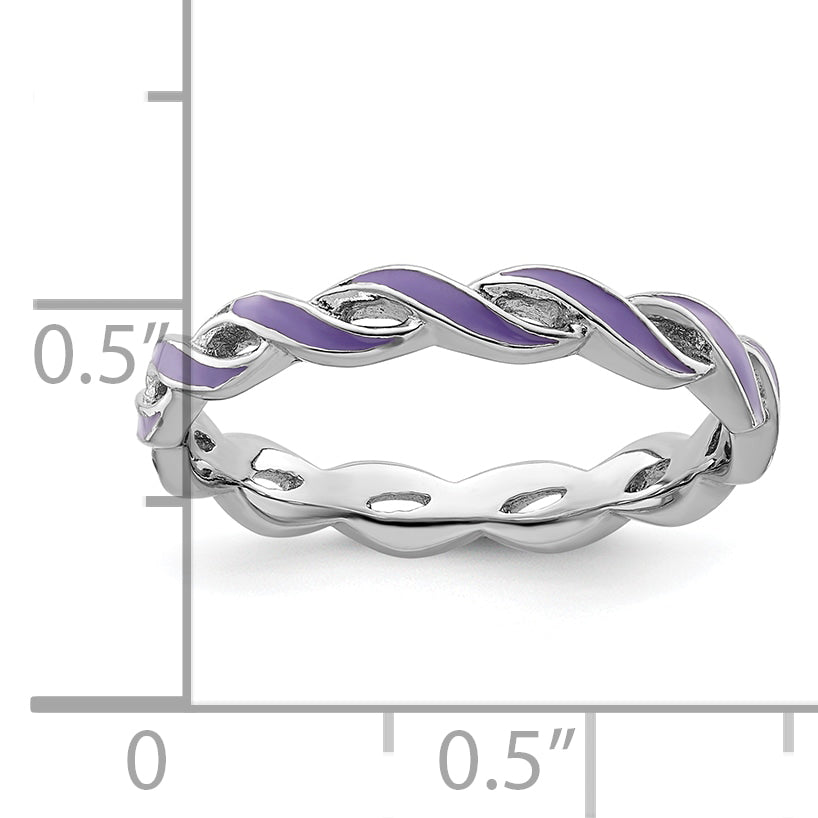 Sterlingsilber Stapelbar Expressions Lila Emaille Ring