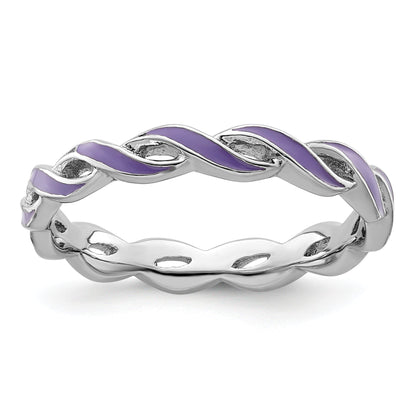 Sterlingsilber Stapelbar Expressions Lila Emaille Ring