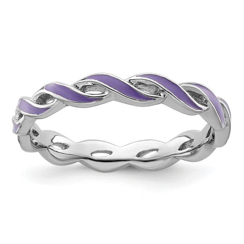 Sterlingsilber Stapelbar Expressions Lila Emaille Ring