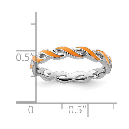 Sterlingsilber Stapelbar Expressions Orange Emaille Ring
