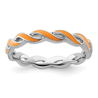 Sterlingsilber Stapelbar Expressions Orange Emaille Ring