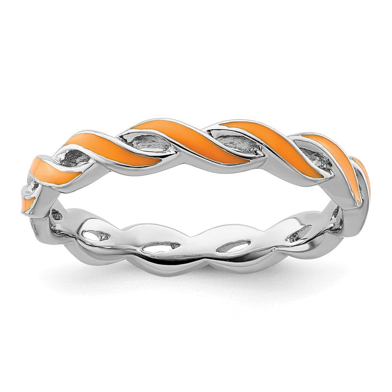 Sterlingsilber Stapelbar Expressions Orange Emaille Ring