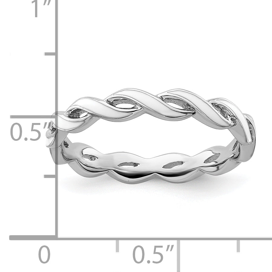 Sterlingsilber Stapelbar Expressions Weiß Emaille Ring