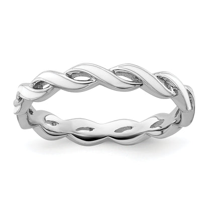 Sterlingsilber Stapelbar Expressions Weiß Emaille Ring