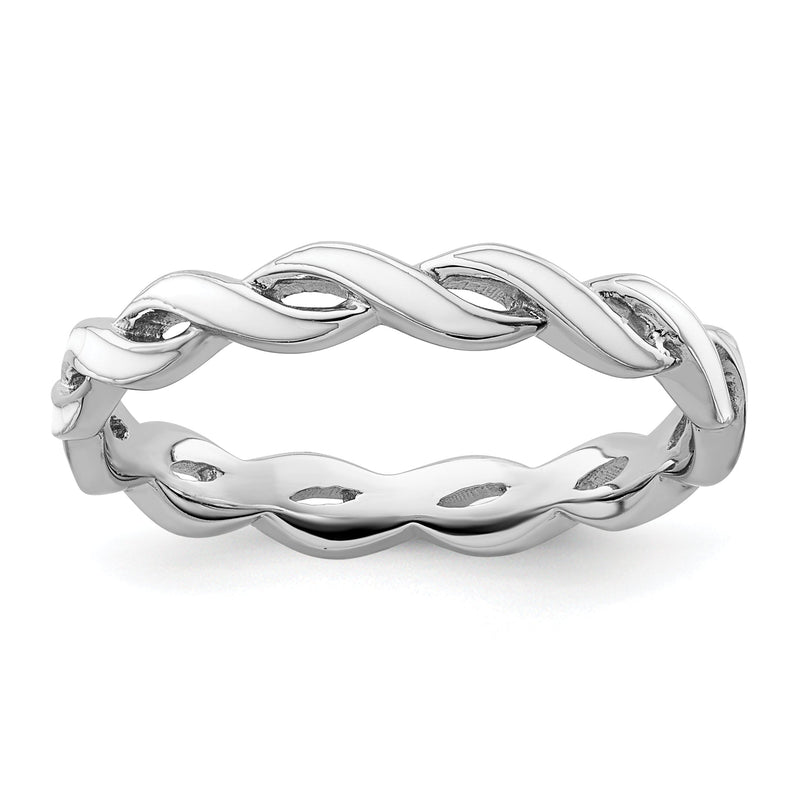 Sterlingsilber Stapelbar Expressions Weiß Emaille Ring