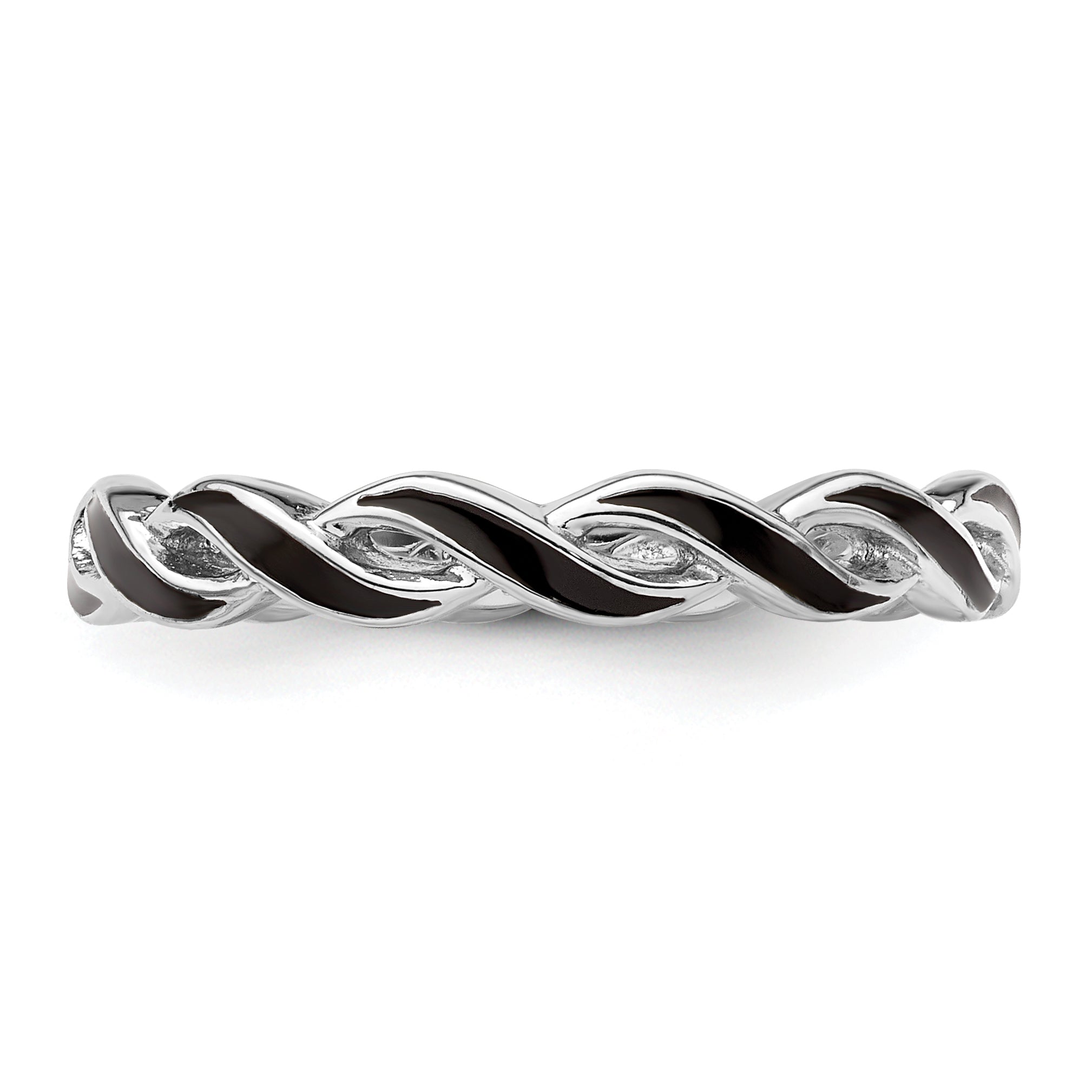 Sterlingsilber Stapelbar Expressions Schwarz Emaille Ring