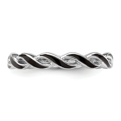 Sterlingsilber Stapelbar Expressions Schwarz Emaille Ring