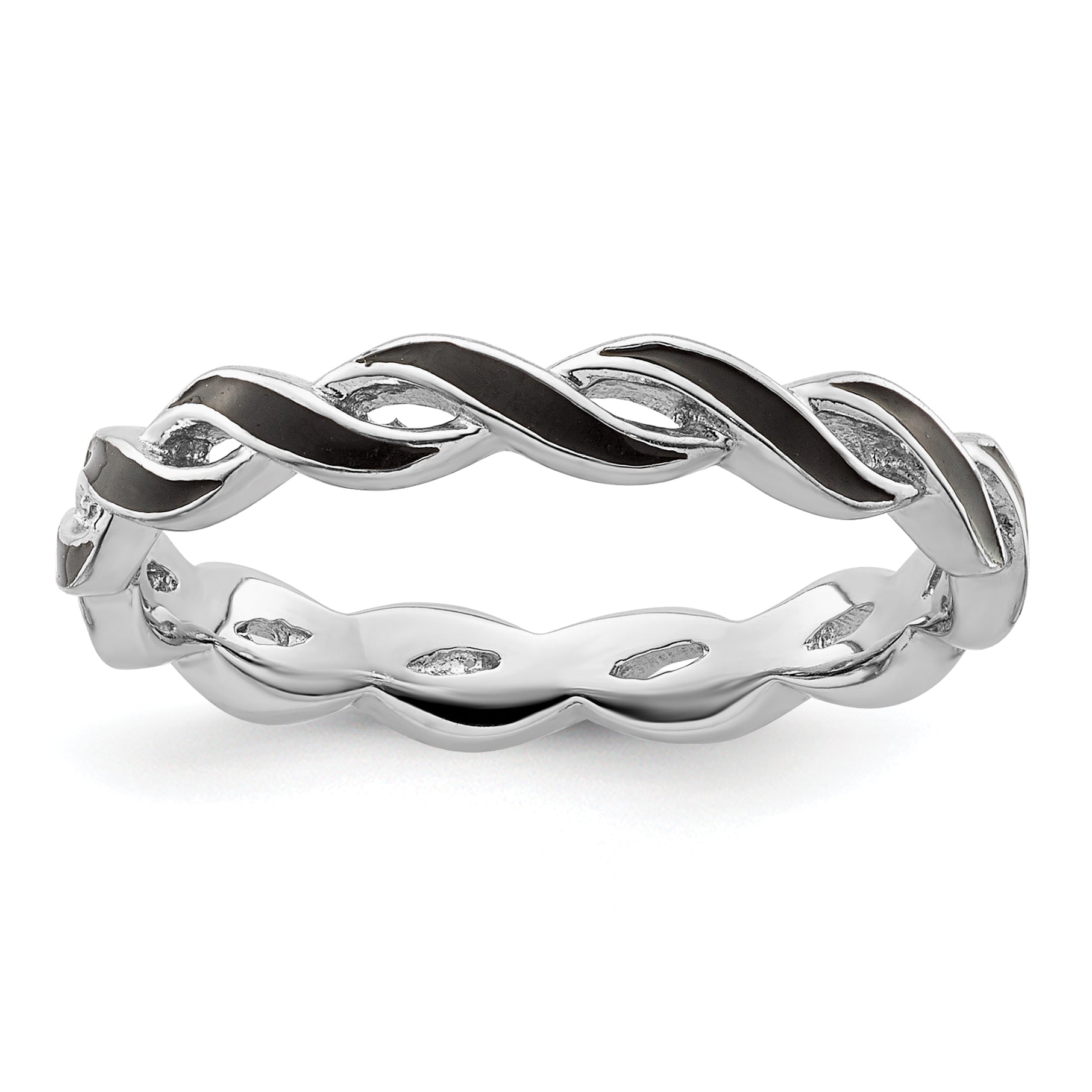 Sterlingsilber Stapelbar Expressions Schwarz Emaille Ring