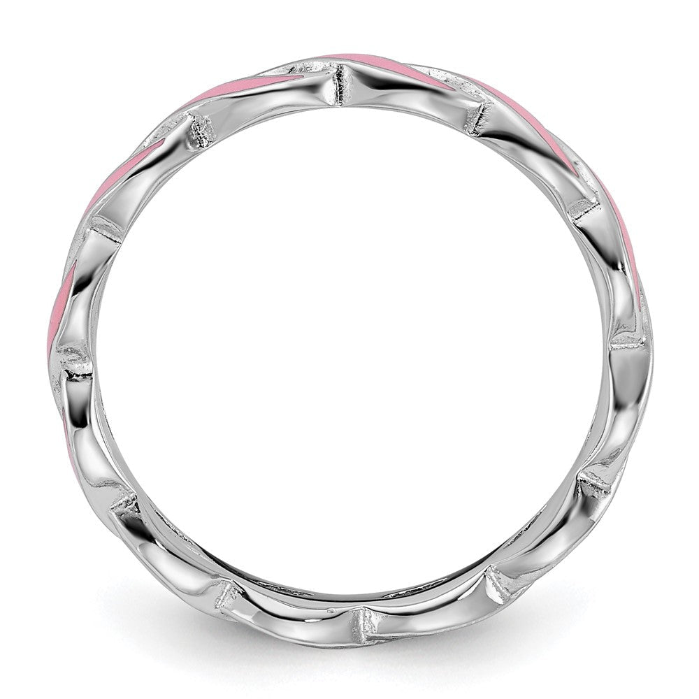 Sterlingsilber Stapelbar Expressions Rosa Emaille Ring