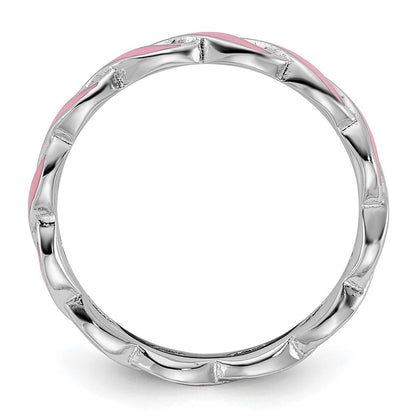 Sterlingsilber Stapelbar Expressions Rosa Emaille Ring
