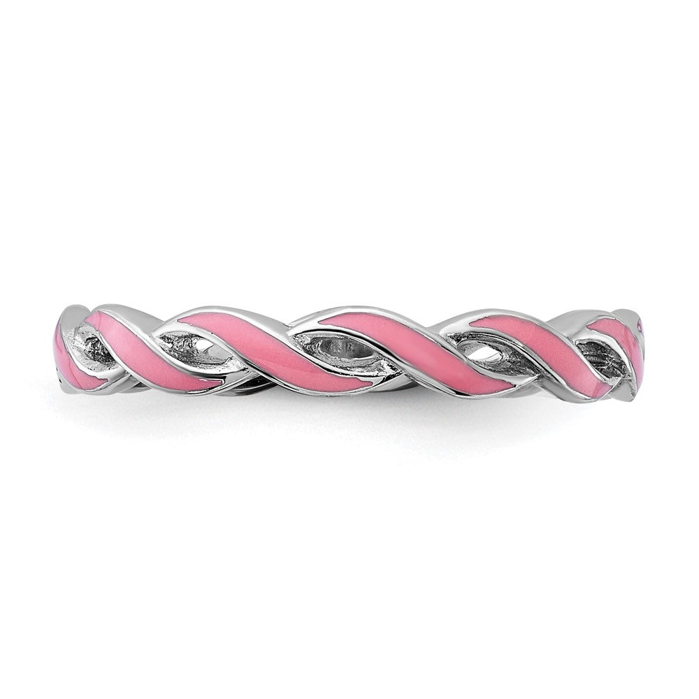 Sterlingsilber Stapelbar Expressions Rosa Emaille Ring