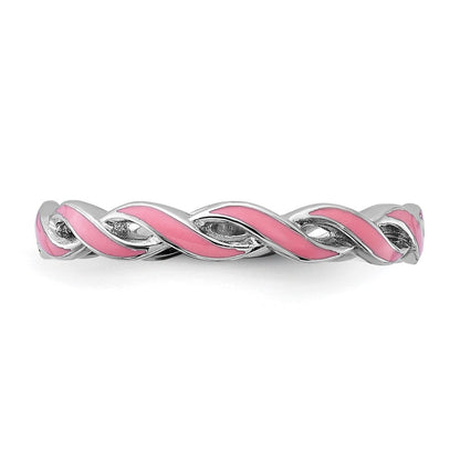 Sterlingsilber Stapelbar Expressions Rosa Emaille Ring