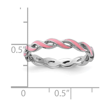 Sterlingsilber Stapelbar Expressions Rosa Emaille Ring