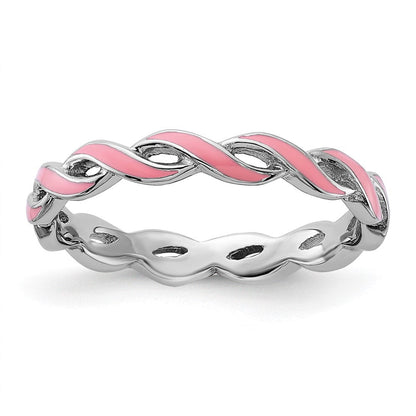 Sterlingsilber Stapelbar Expressions Rosa Emaille Ring