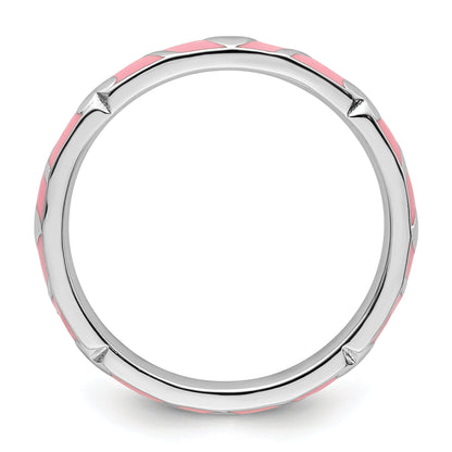 Sterlingsilber Stapelbar Expressions Rosa Emaille Herz Ring