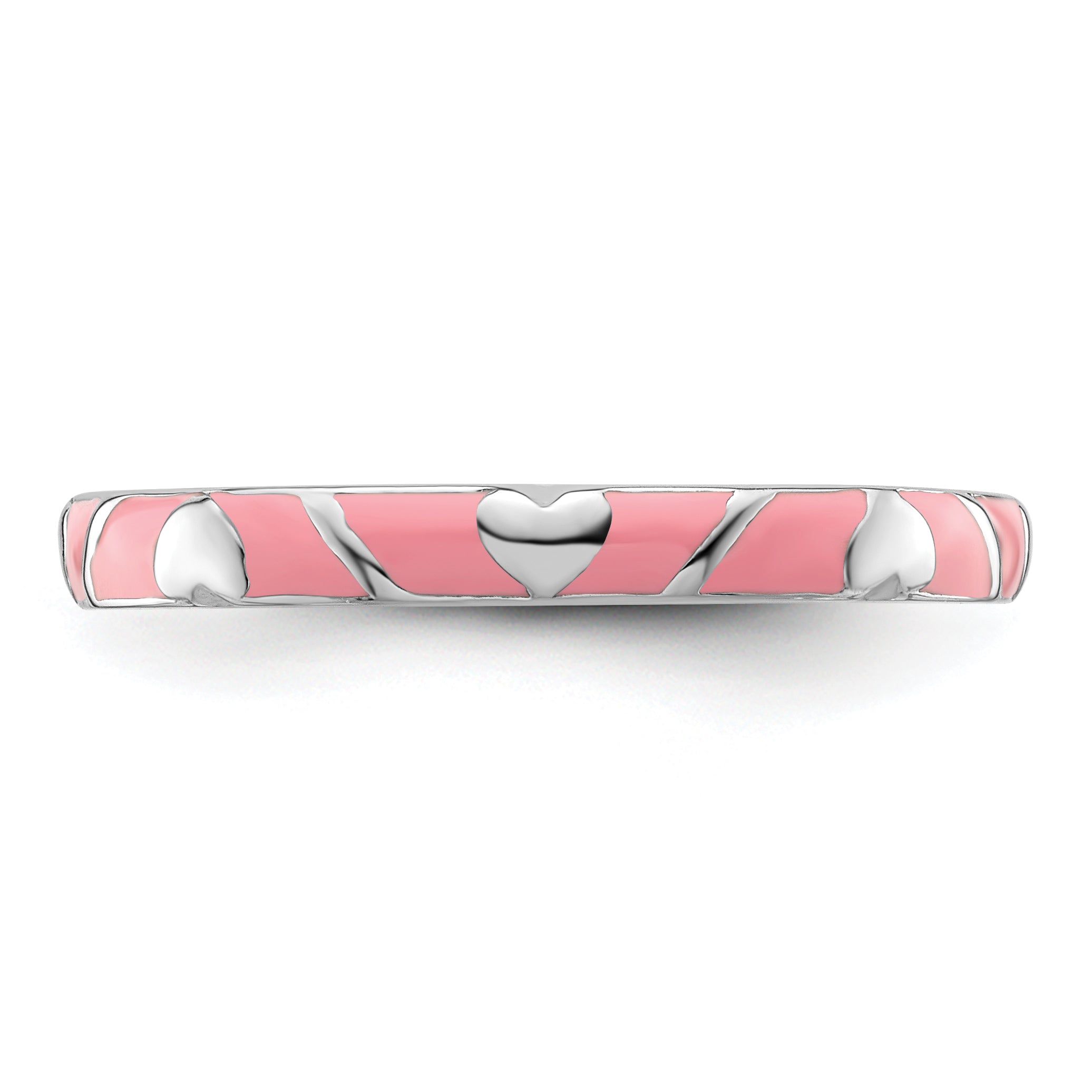 Sterlingsilber Stapelbar Expressions Rosa Emaille Herz Ring