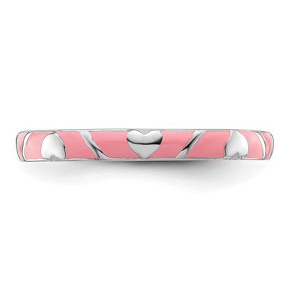 Sterlingsilber Stapelbar Expressions Rosa Emaille Herz Ring