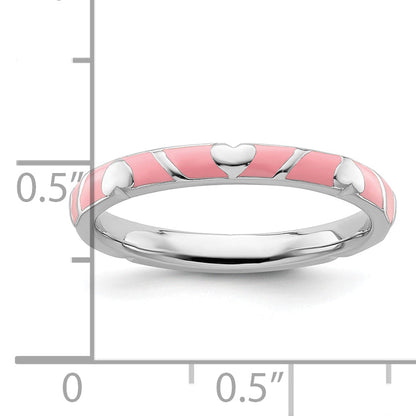 Sterlingsilber Stapelbar Expressions Rosa Emaille Herz Ring